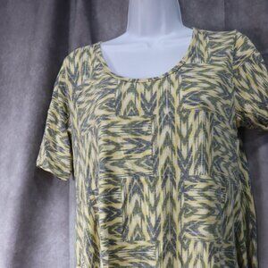 LuLaRoe Perfect T Women's Yellow Gray Geometric Print T-Shirt Size XS